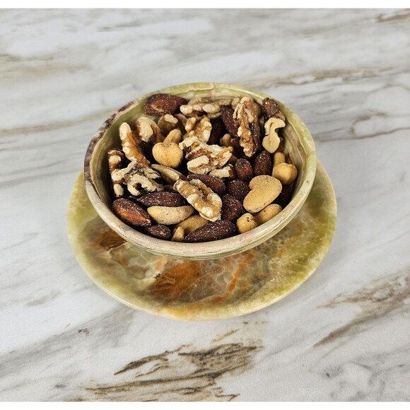 Nuts, candy bowl, marble handmade bowl with Saucer Snack dish, Marble Candy dish - Picture 8 of 11